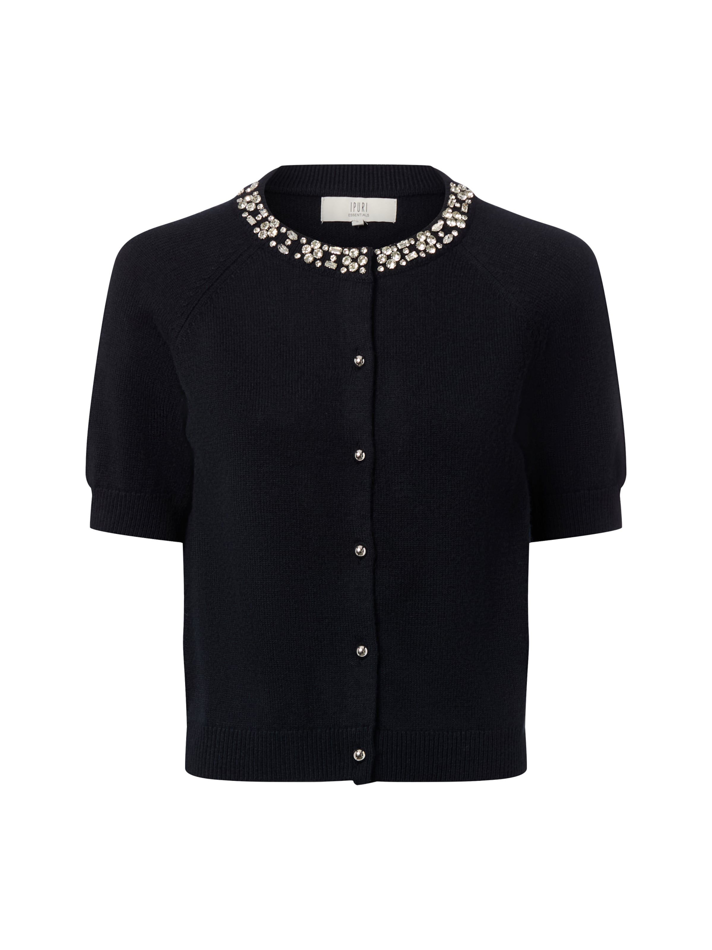 Ipuri Gebreid vest in Zwart: voorkant