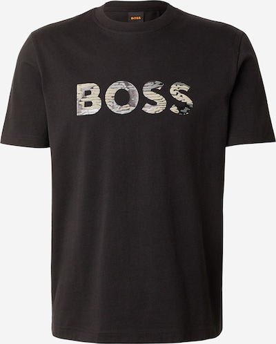 Marškinėliai 'Insignia' iš BOSS, spalva – bazalto pilka / alyvuogių spalva / juoda, Prekių apžvalga