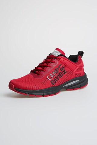 CAMP DAVID Leichter Sneaker im Knit-Design mit Logo Artwork in Rot