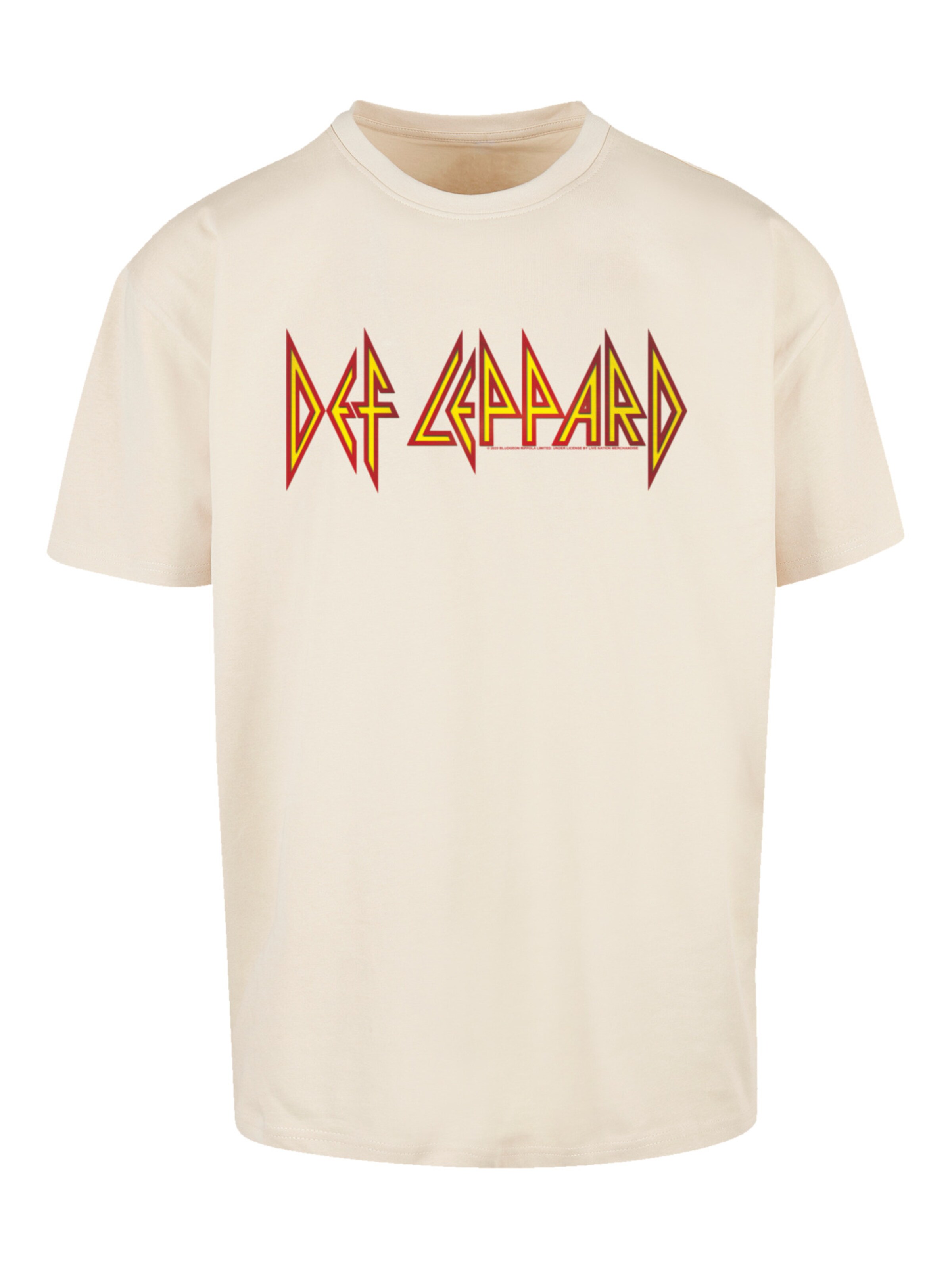 F4NT4STIC Shirt 'Def Leppard' in Beige: voorkant
