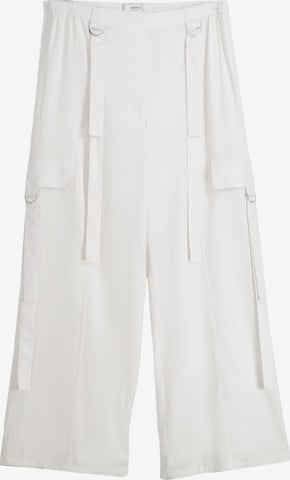 Bershka Zvonové kalhoty Kapsáče – bílá: přední strana