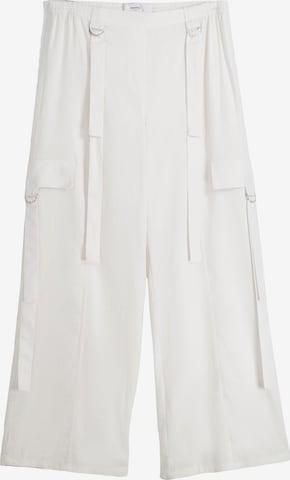 Bershka Wide Leg Gargohousut värissä valkoinen: etupuoli