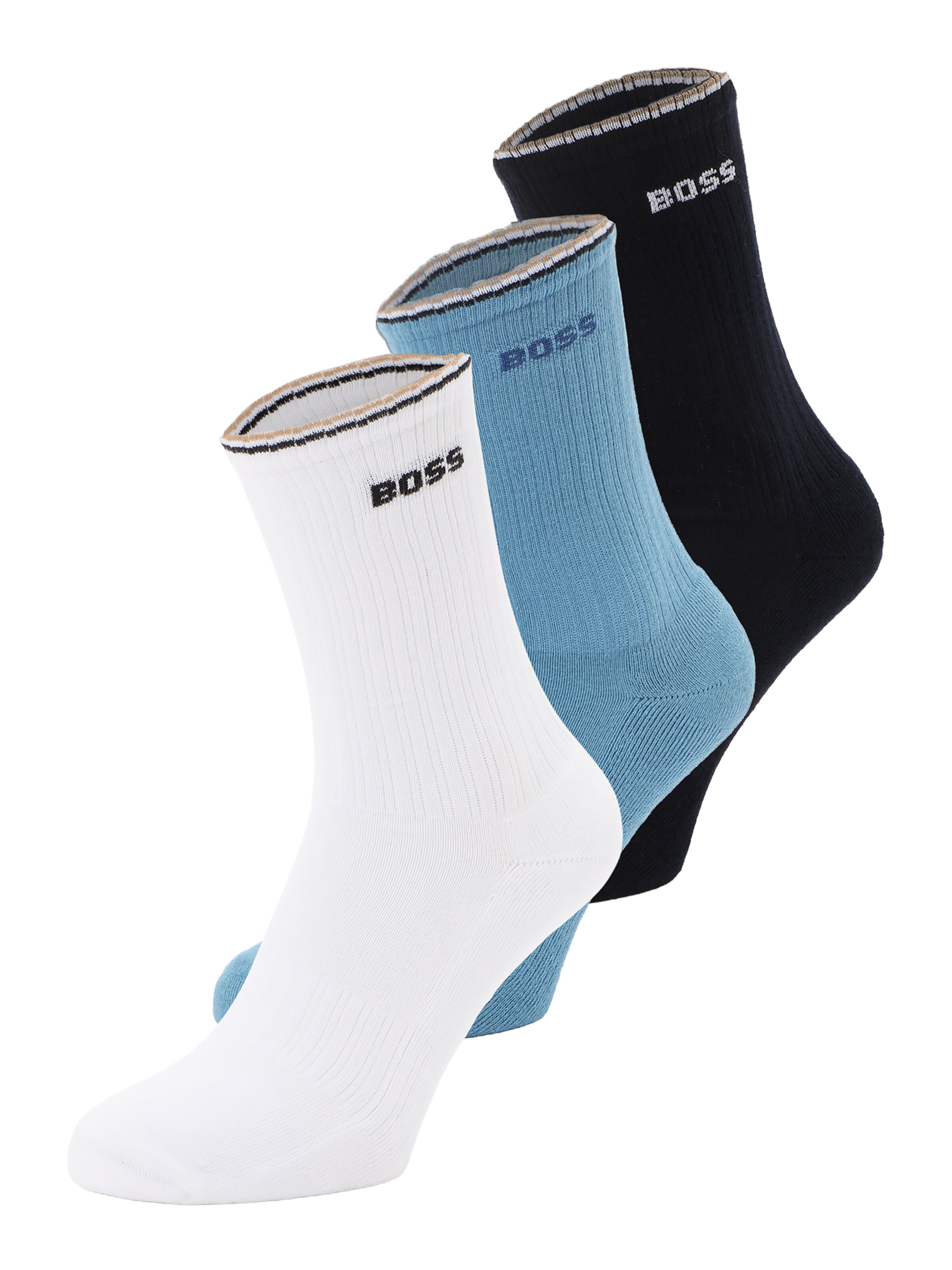 BOSS Chaussettes en bleu fumé / noisette / noir / blanc, Vue avec produit