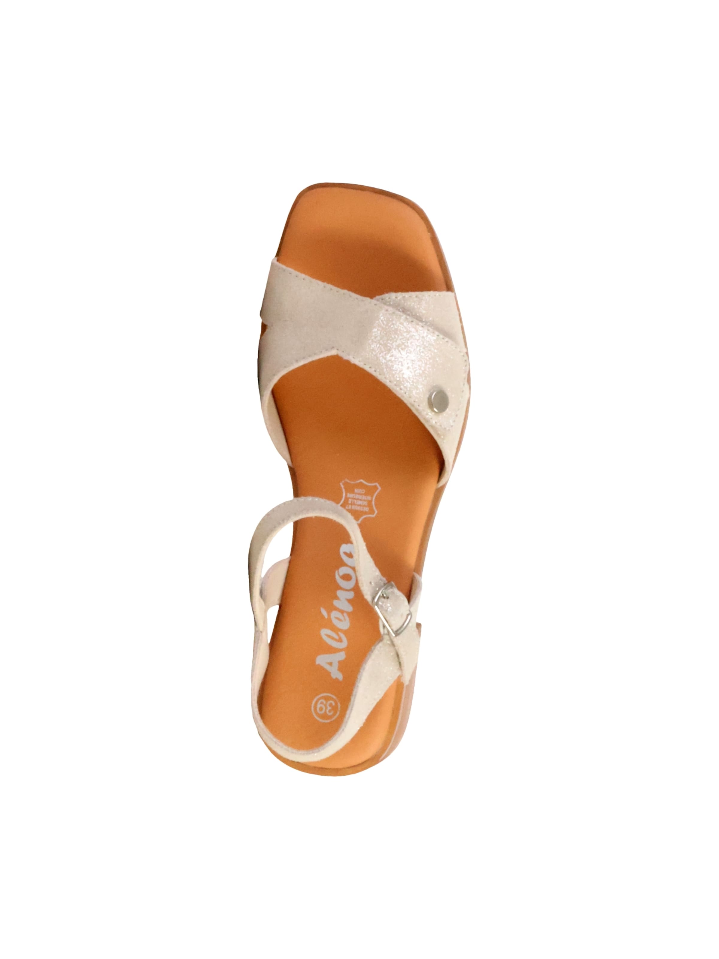 Sandales 'Alénoa-Sandalen aus Leder mit Absatz' The Divine Factory en or