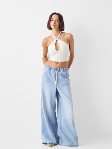 Wide Leg Jean Bershka en bleu