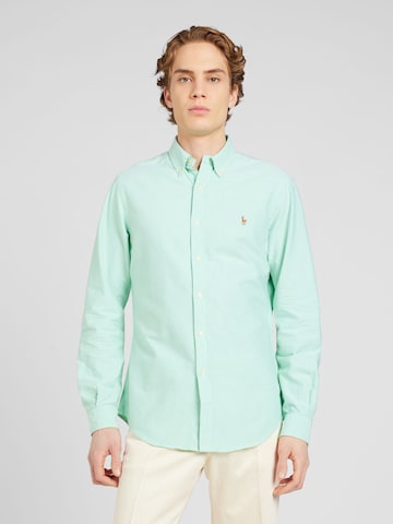 Polo Ralph Lauren Slim Fit Риза в зелено: отпред