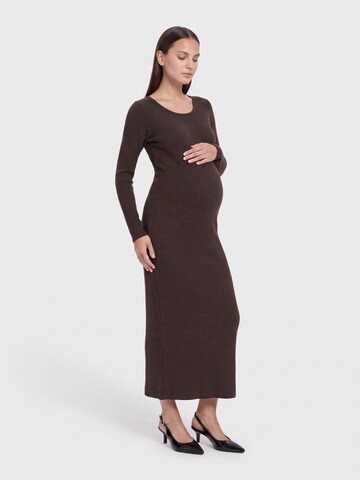 Only Maternity Knitted dress 'OLMTiara' in Brown