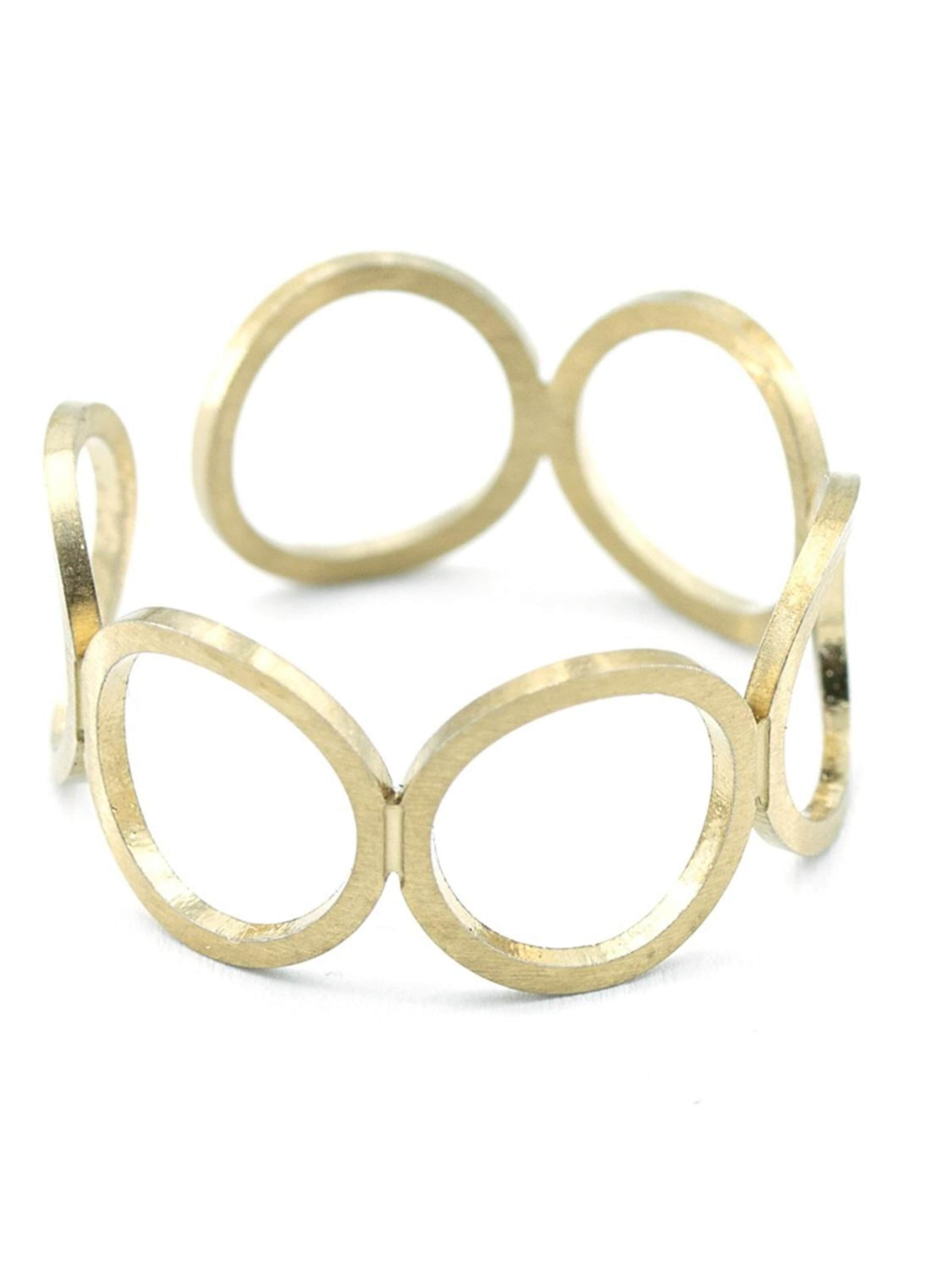 Sergio Engel Ring 'Pura Ring 36 Edelstahlring mit Kreiselementen, satinierte Oberfläche, größenverstellbar' in Gold: front