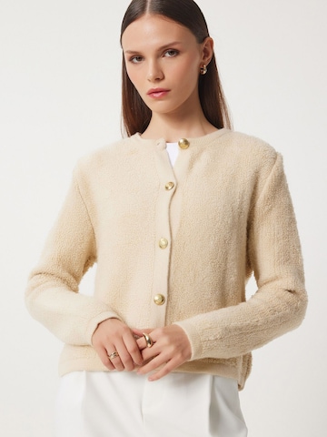 Happiness İstanbul Strickjacke in Beige: Vorderseite