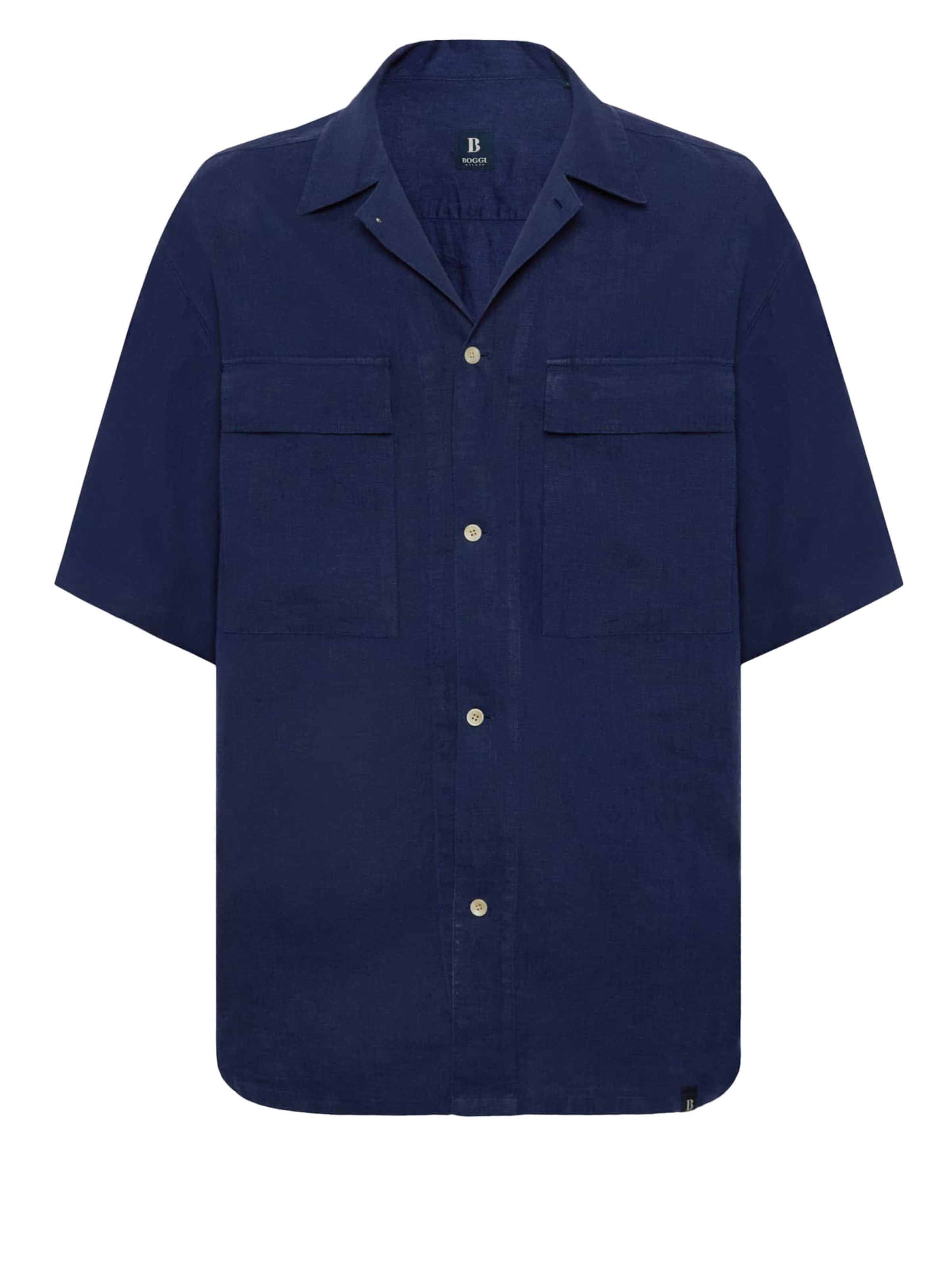 Boggi Milano Comfort Fit Skjorta 'Camp' i blå: framsida