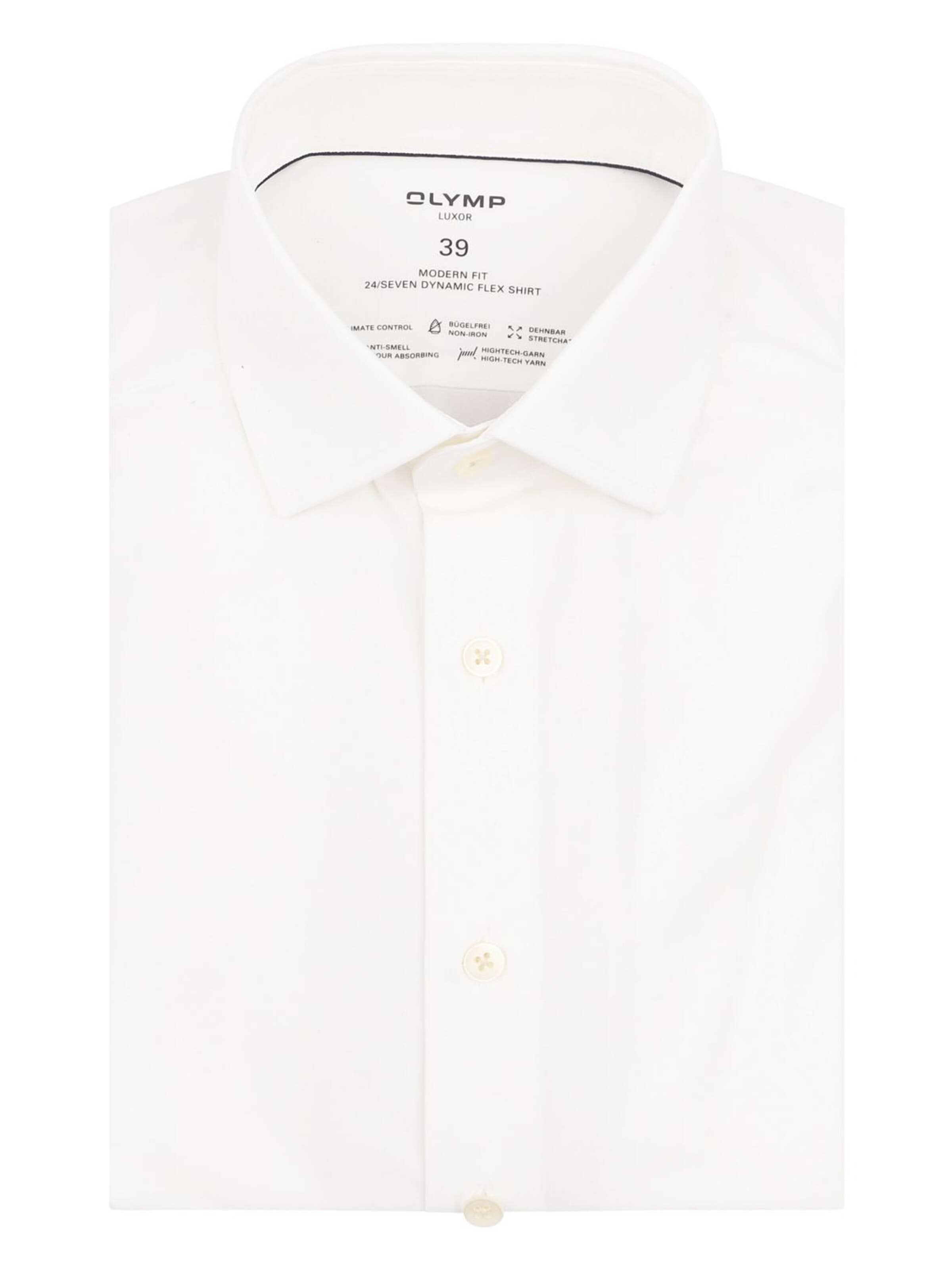 OLYMP Button Up Shirt 'Luxor 24/Seven' in White: front
