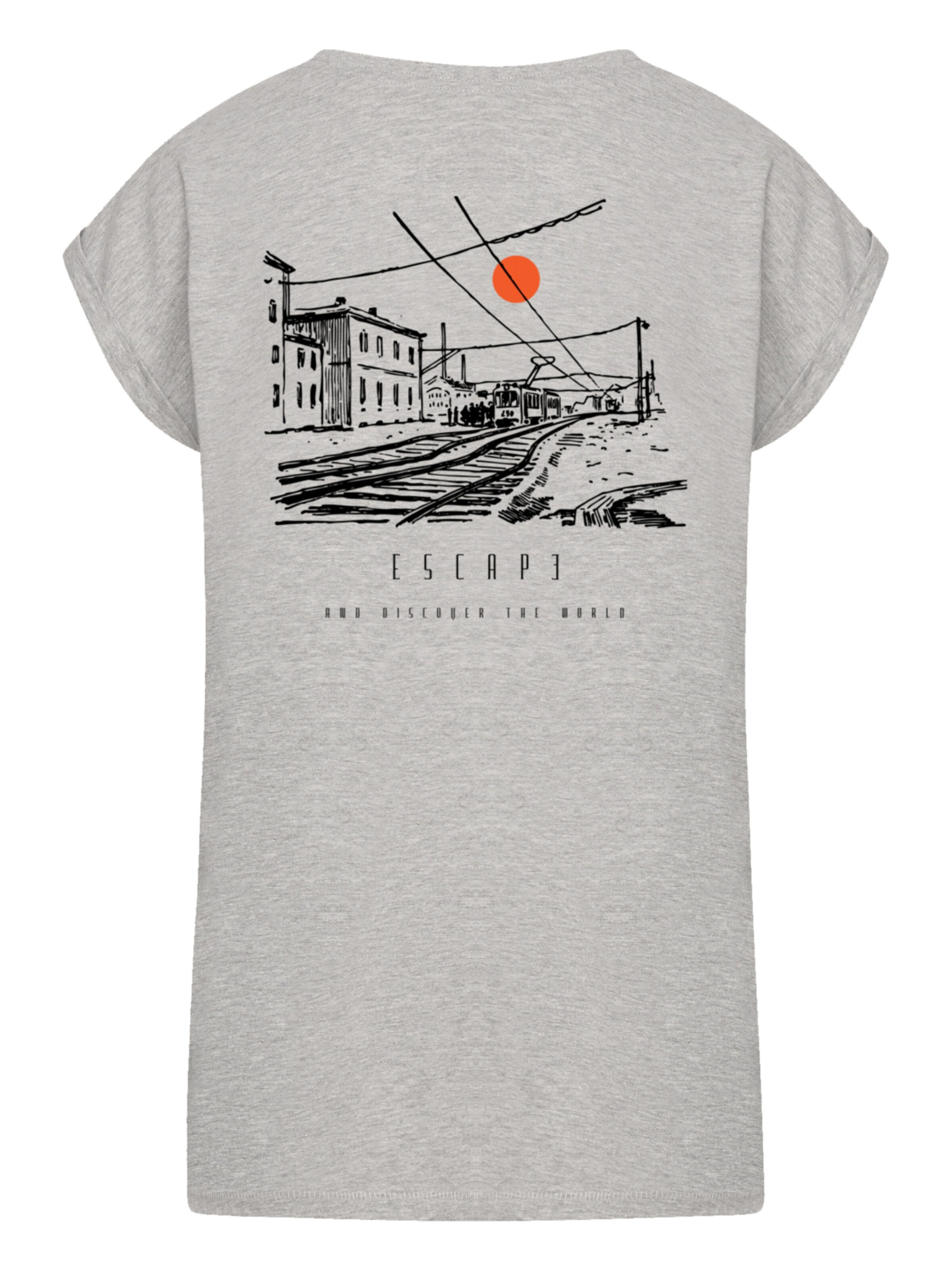 F4NT4STIC Shirt 'Escape Discover The World Town Train Station' in Grijs