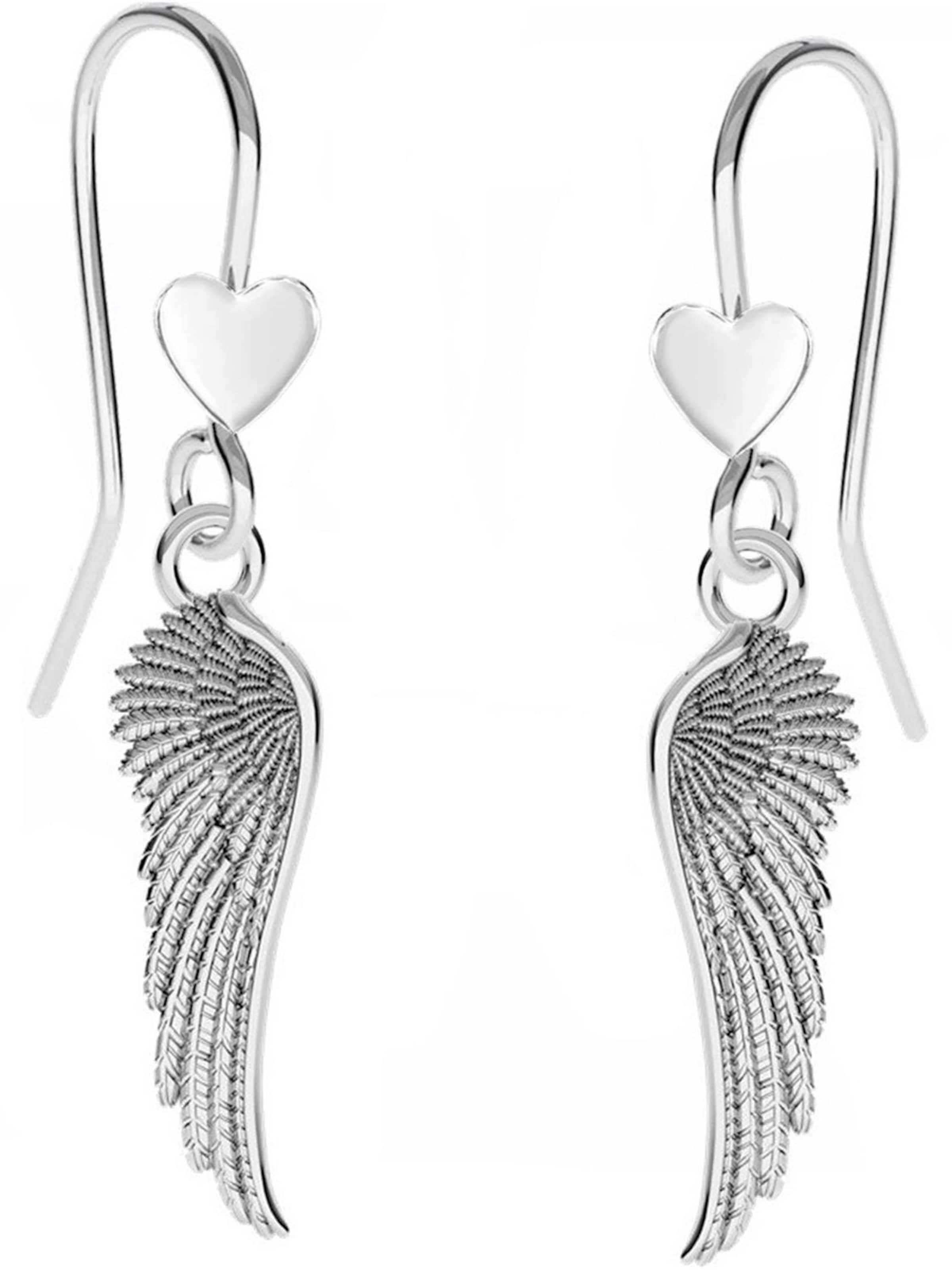 Goldene Hufeisen Ohrringe 'Endelsflügel'‌‌ in Silber: Vorderseite