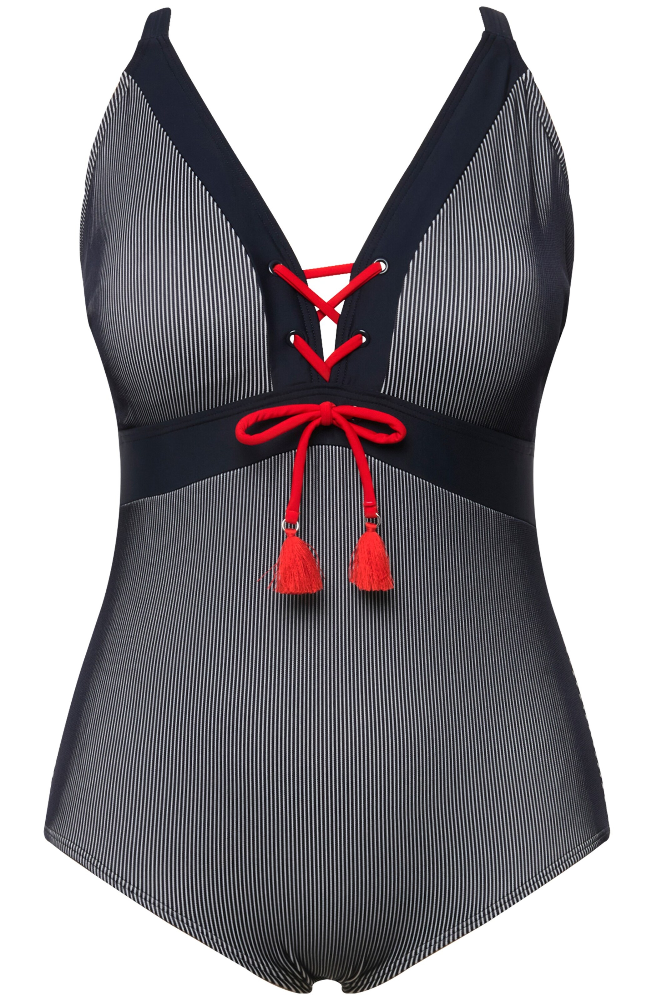 Ulla Popken Triangel Badpak in Blauw: voorkant