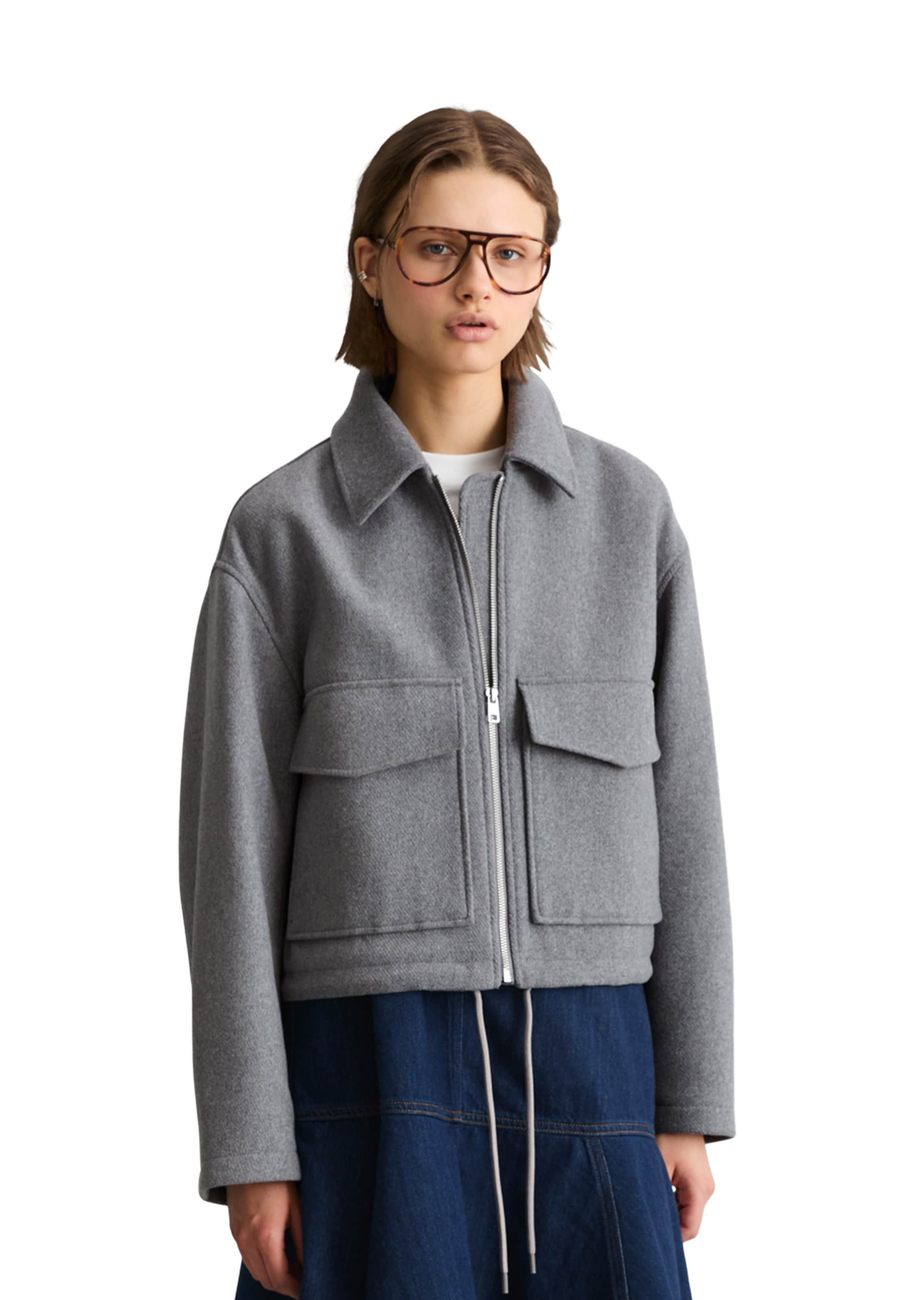 Marc O'Polo DENIM Jacke in Grau: Vorderseite