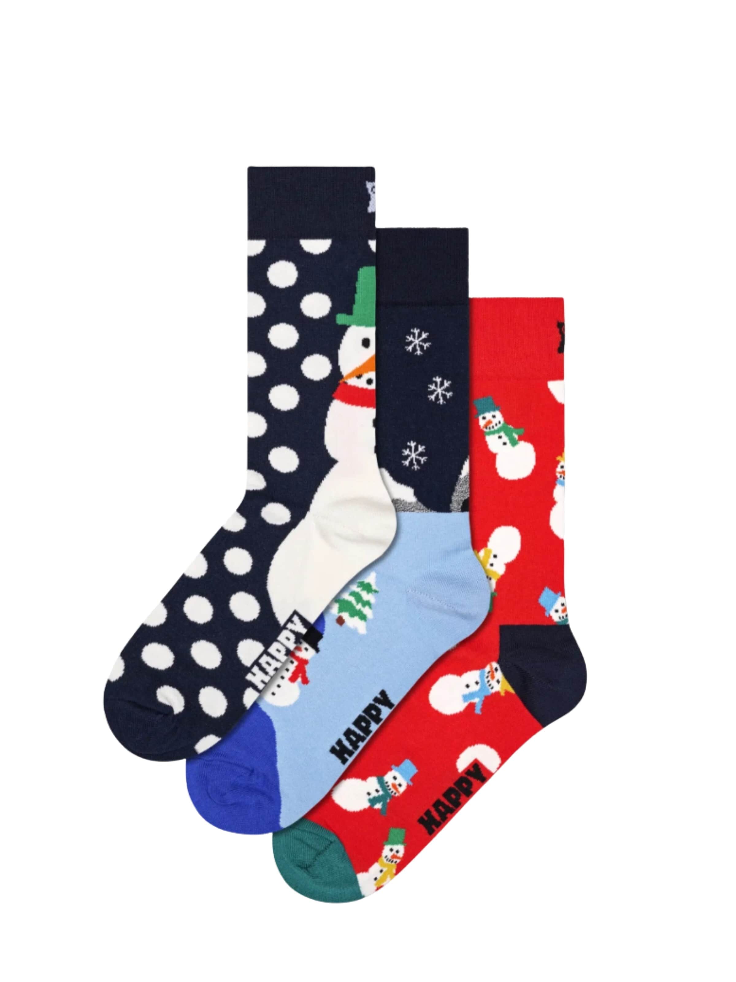 Happy Socks Socks '3er Pack - SNOWMAN GIFT BOX' in Mixed colors: front