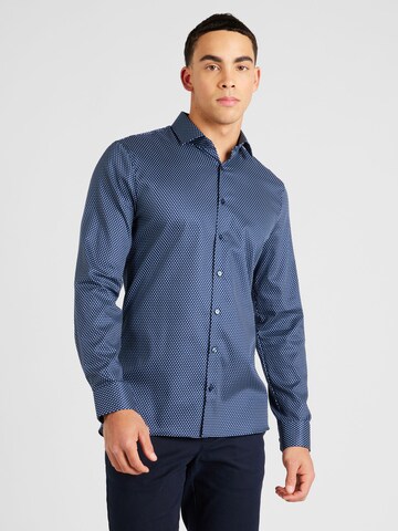 OLYMP Slim fit Zakelijk overhemd in Blauw: voorkant