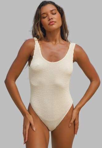 Moda Minx Badeanzug in Beige: Vorderseite