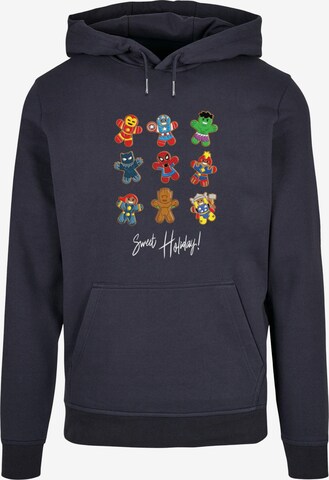 ABSOLUTE CULT Sweatshirt 'Marvel - Gingerbread Avengers' in Blauw: voorkant