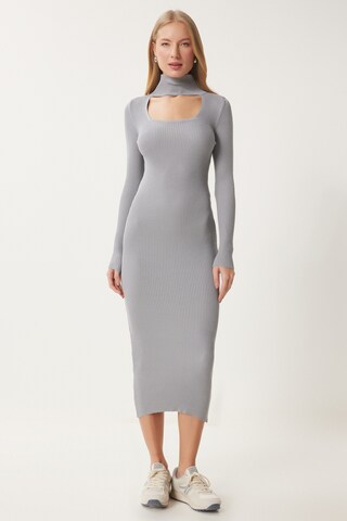 Happiness İstanbul Kleid in Grau: Vorderseite