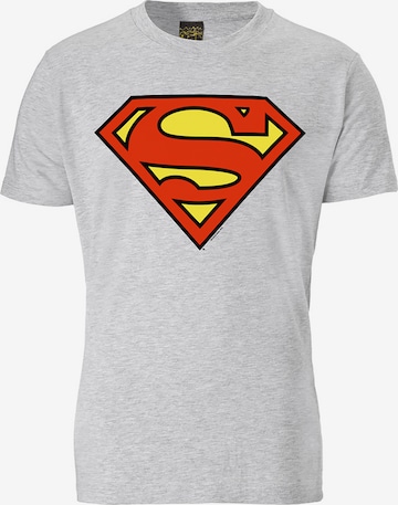 LOGOSHIRT Shirt 'Superman Logo' in Grijs: voorkant