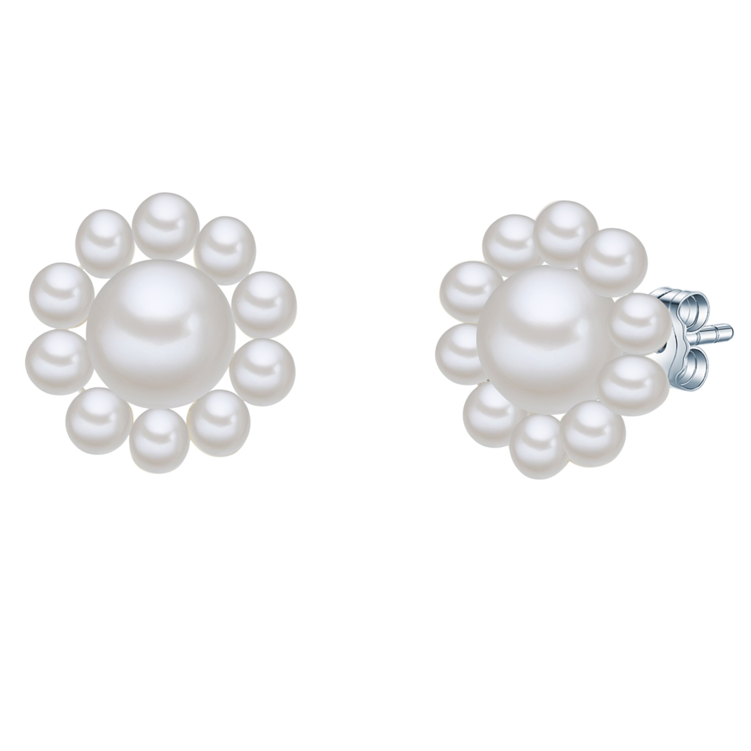 Boucles d'oreilles Valero Pearls en blanc : devant