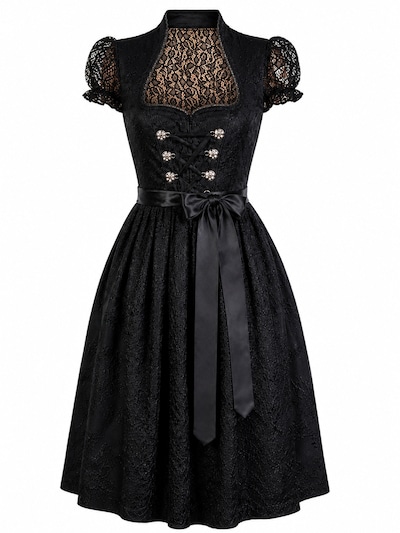 Trachtl Dirndl 'Bergweiss Midnight/Schwarz' in 34 in Black, Item view