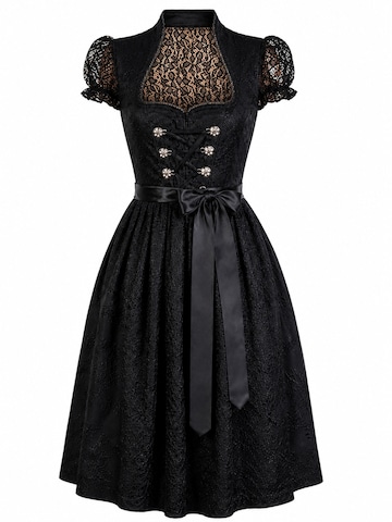 Trachtl Dirndl 'Bergweiss Midnight/Schwarz' in Schwarz: Vorderseite