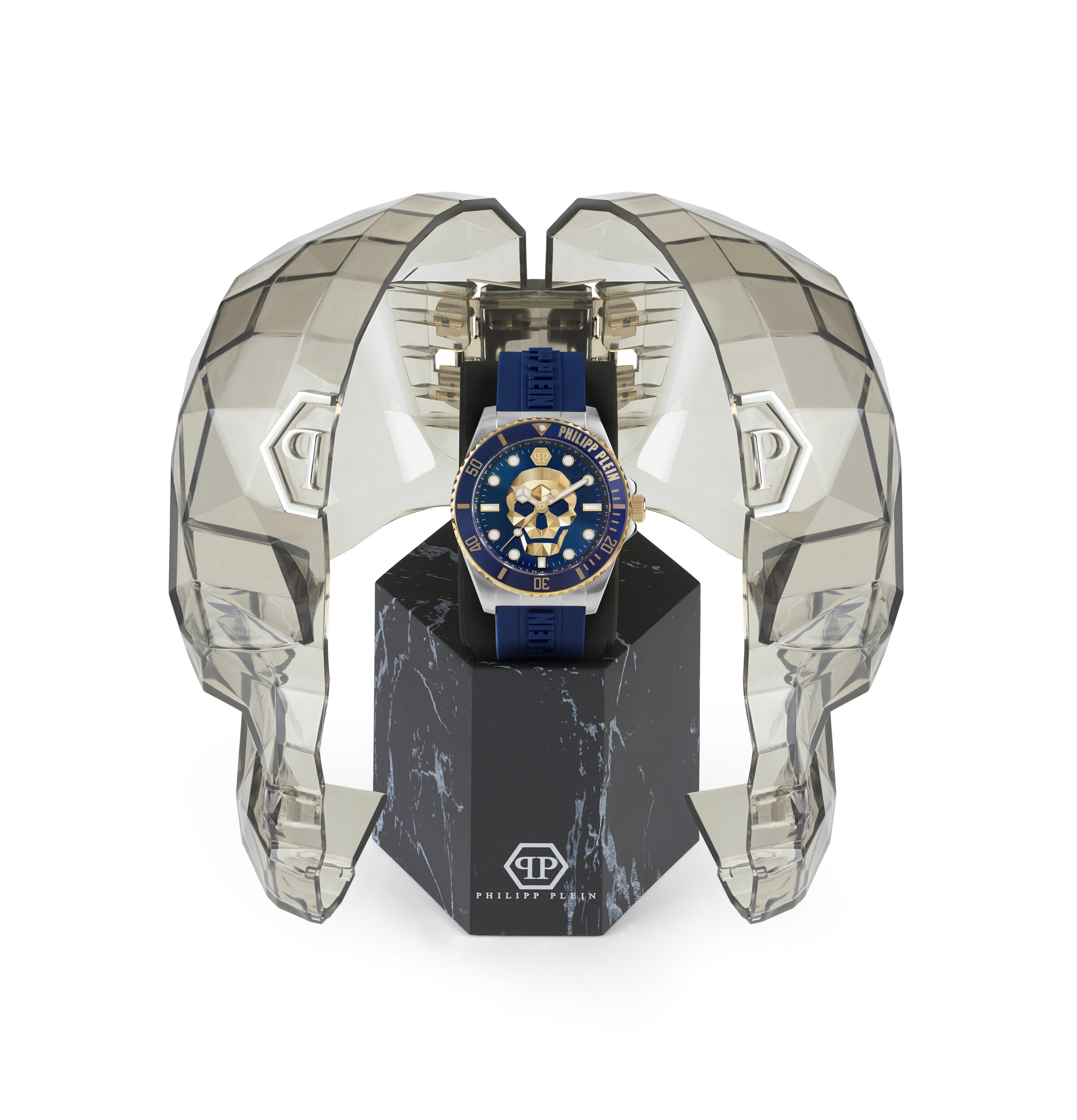 Philipp Plein Watches Analoog horloge 'THE $KULL DIVER' in Blauw