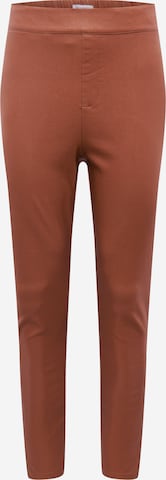 Skinny Pantalon ONLY Carmakoma en marron : devant