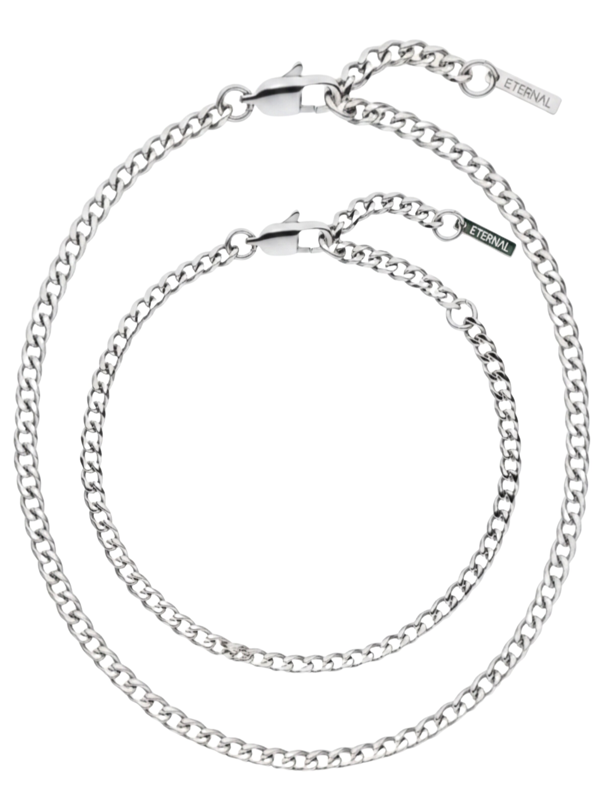 Eternal Schmuckset 'Cuban'‌‌‌ in Silber: Vorderseite