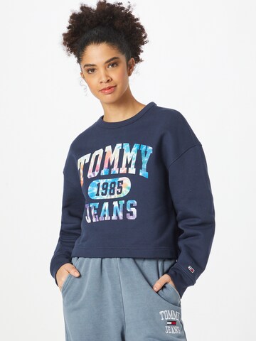 Tommy Jeans Sweatshirt 'Tie-Dye' in Blue: front