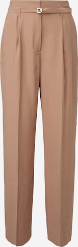 COMMA Wide leg Pleat-Front Pants in Brown: front