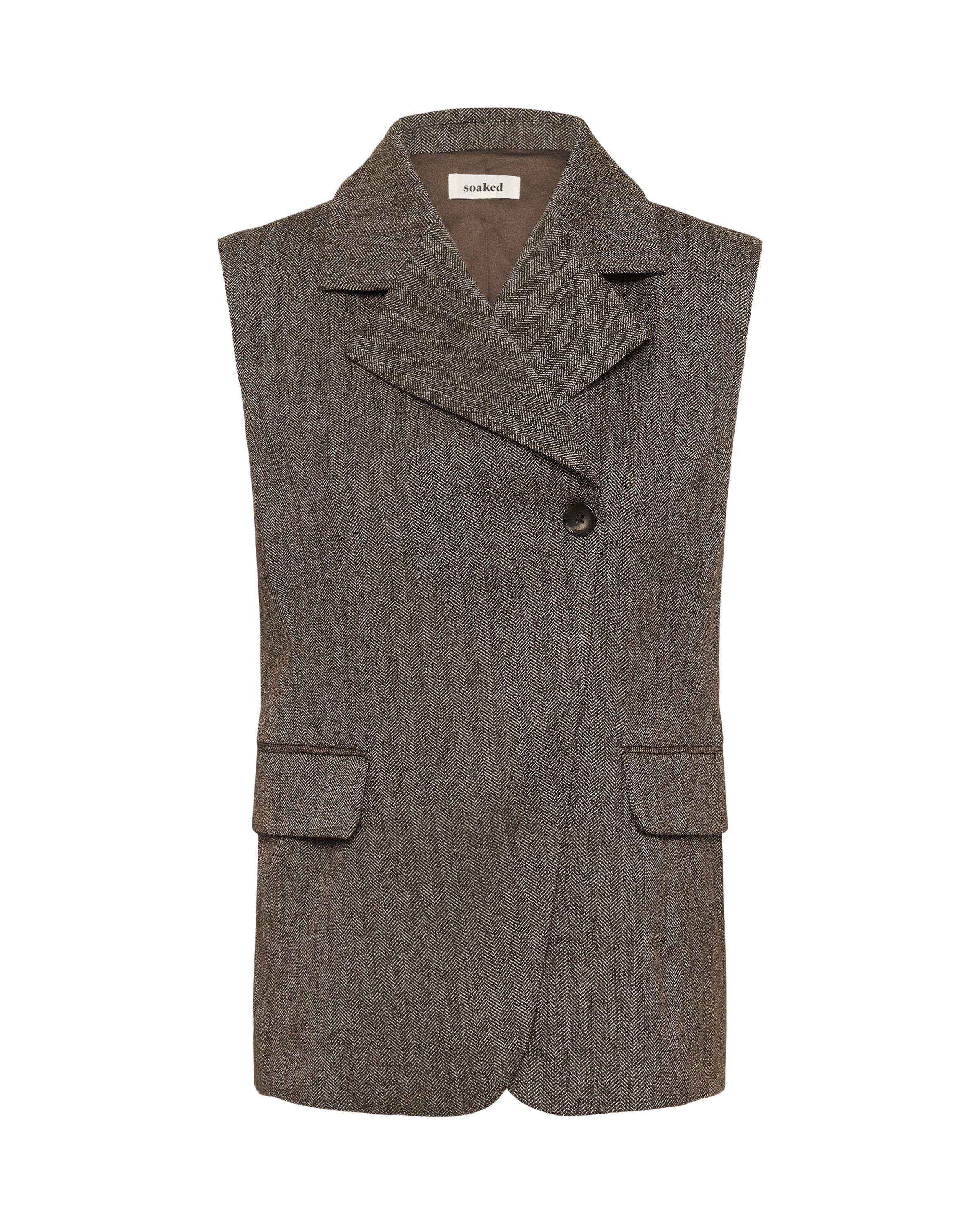 SOAKED IN LUXURY Gilet 'SLKango' in Bruin: voorkant