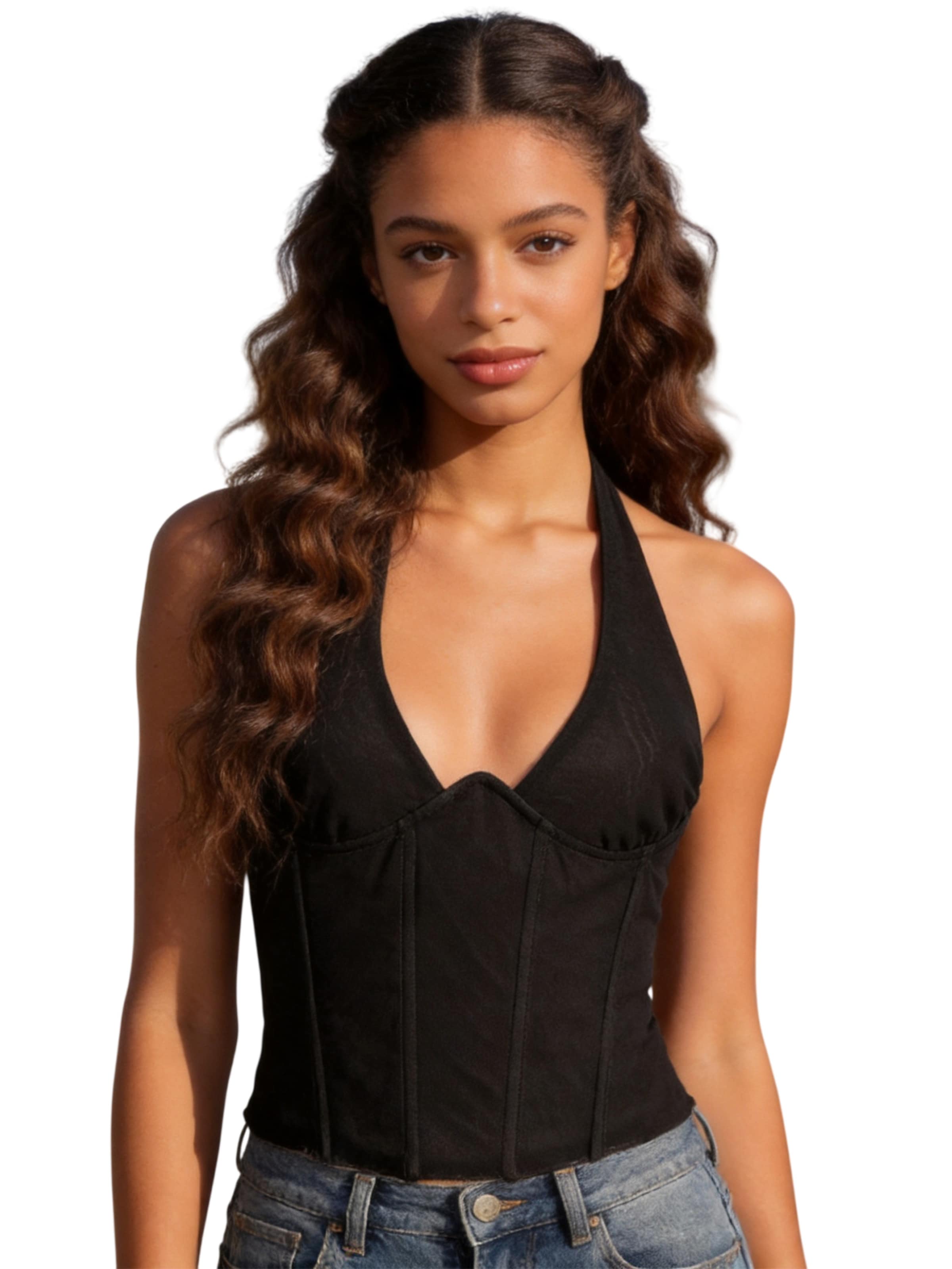 Magicshe Top 'Korsett-Top mit Neckholder' in Black: front