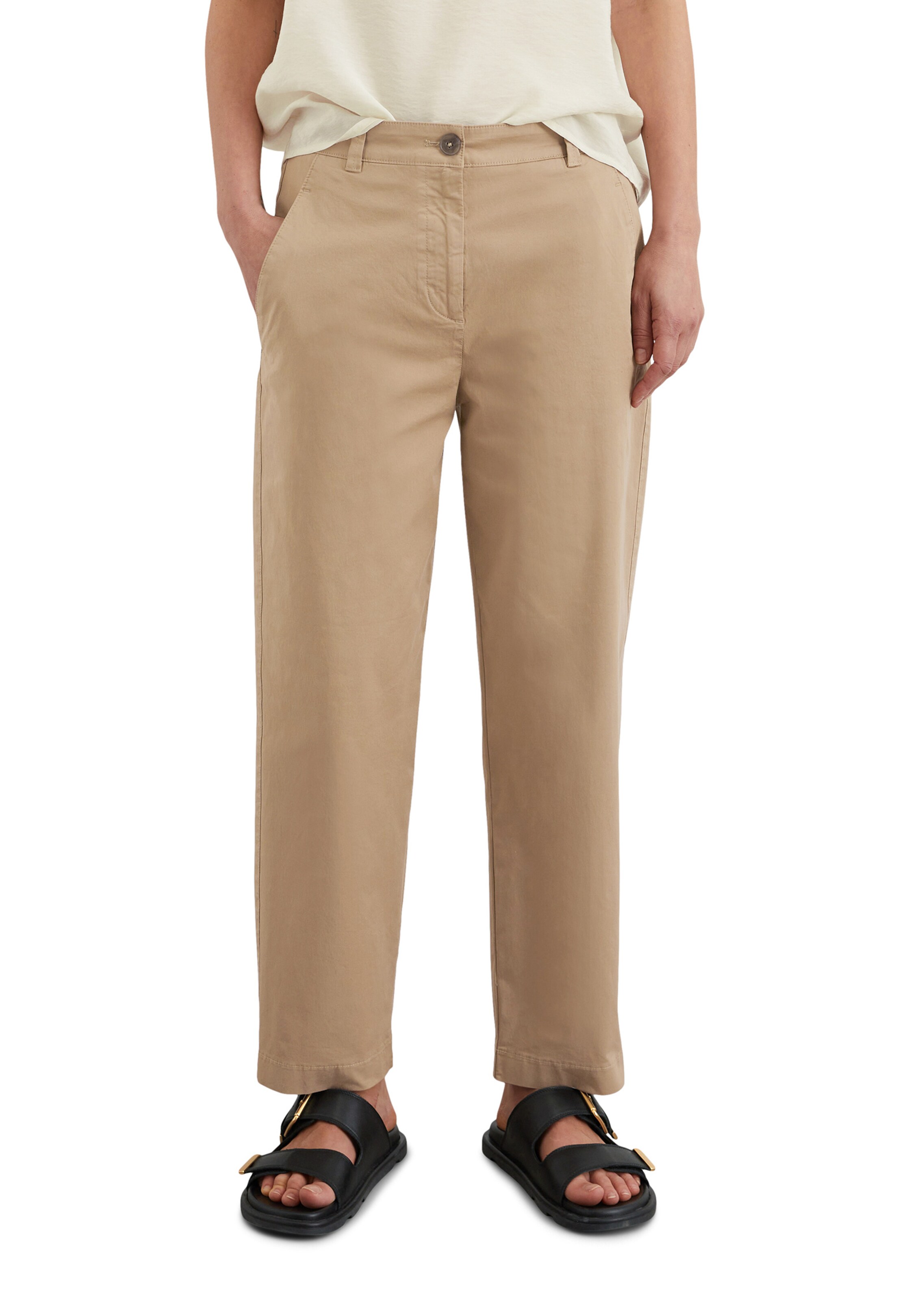 Marc O'Polo Loosefit Broek in Beige: voorkant