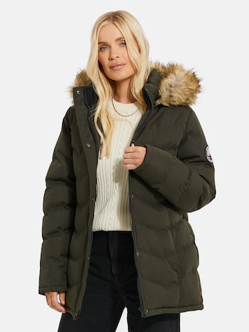 Threadbare Winter Jacket in Green: front