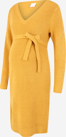Mamalicious Curve Úpletové šaty 'Lina' – žlutá: přední strana