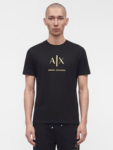 ARMANI EXCHANGE Тениска в черно: отпред