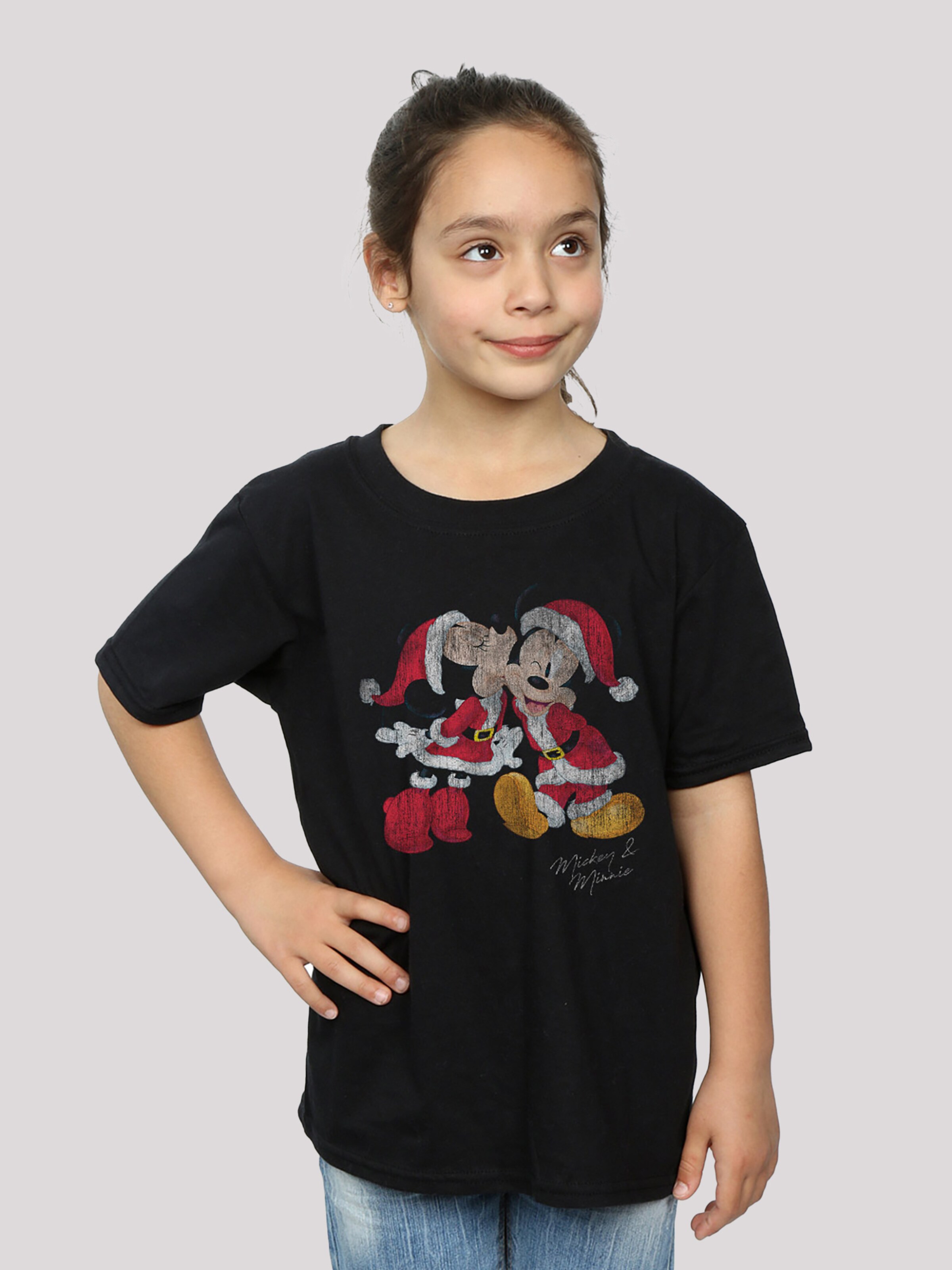 Kinder Teens (Gr. 140-176) F4NT4STIC T-Shirt 'Disney Micky & Minnie Weihnachten' in Schwarz - FL20707