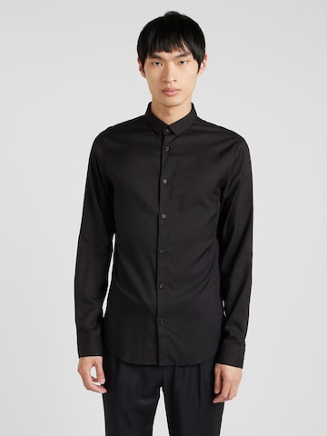 ARMANI EXCHANGE Slim fit Zakelijk overhemd in Zwart: voorkant