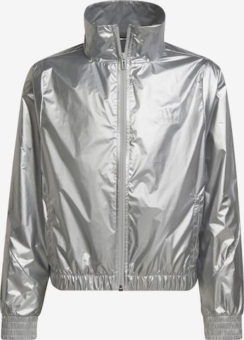 ADIDAS PERFORMANCE Athletic Jacket 'Dance Metallic Woven Trainingsjacke' in Silver: front