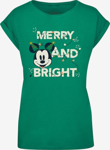 Maglietta 'Mickey Mouse - Merry And Bright' di ABSOLUTE CULT in verde: frontale