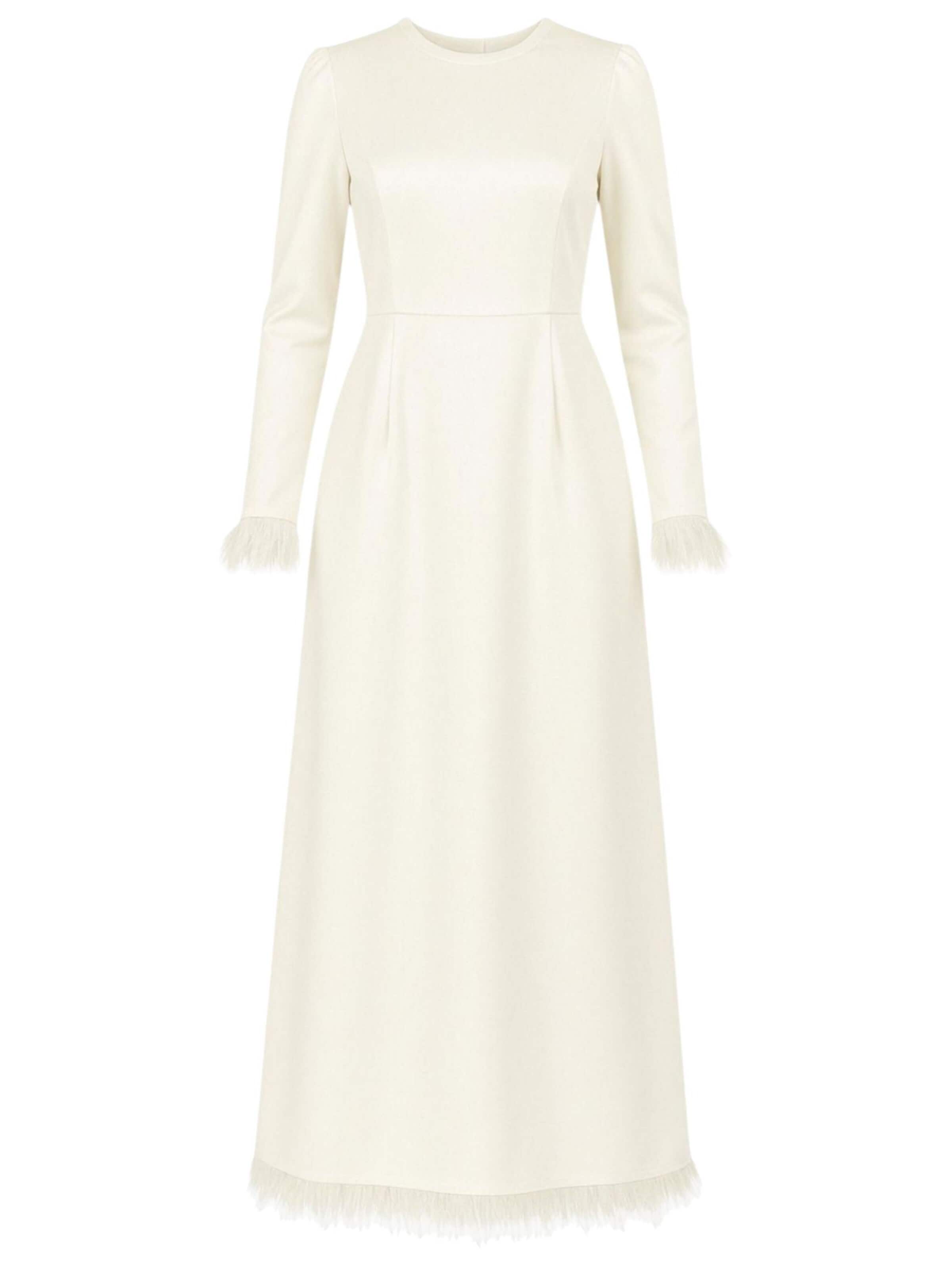 fashionshowcase - Vestido de noche 'Feather Grace' en blanco: frente