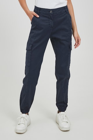 Oxmo Tapered Cargobroek in Blauw: voorkant