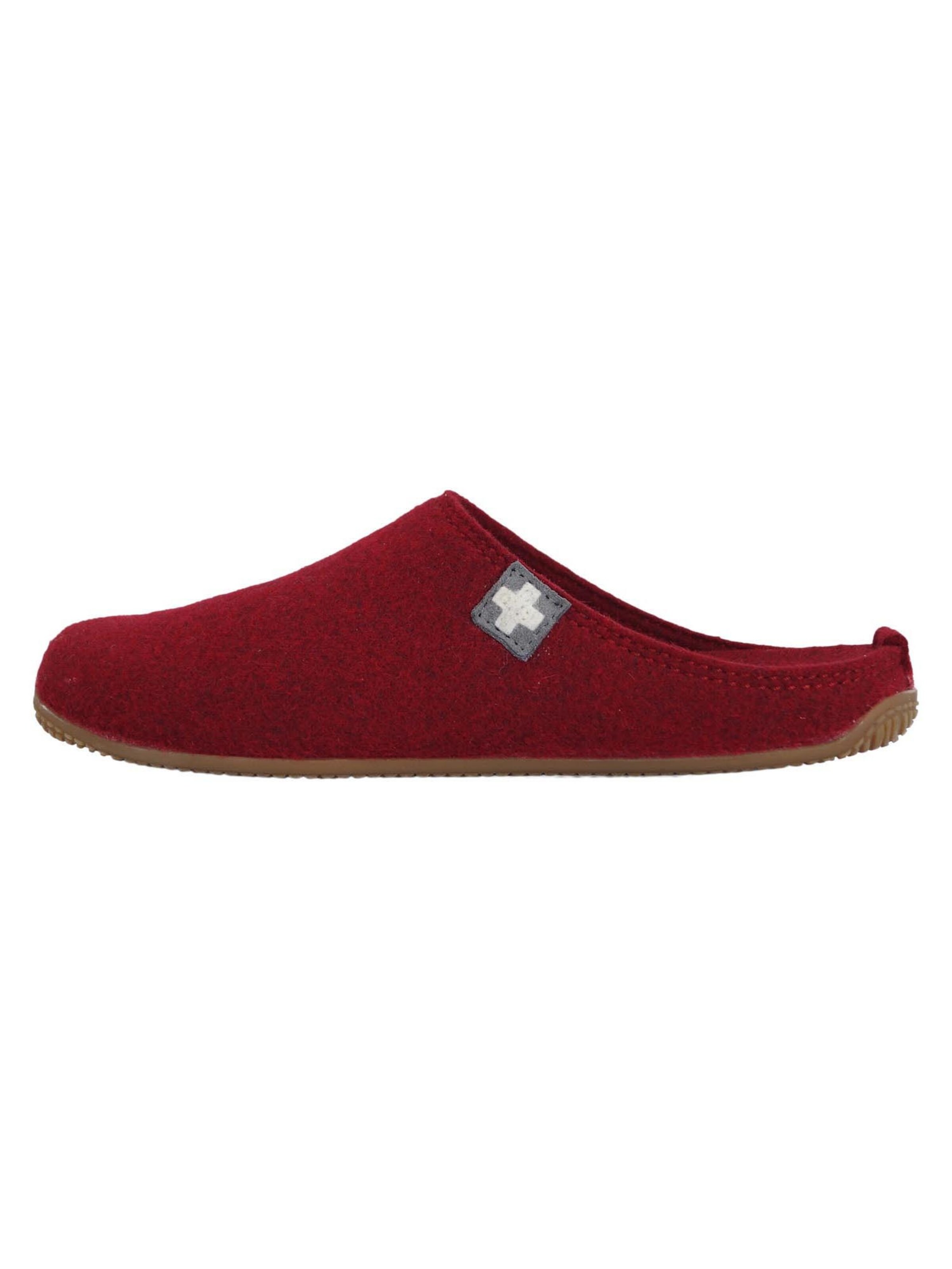 Living Kitzbühel Slippers 'Filz - Schweizer Kreuz' in Red: front