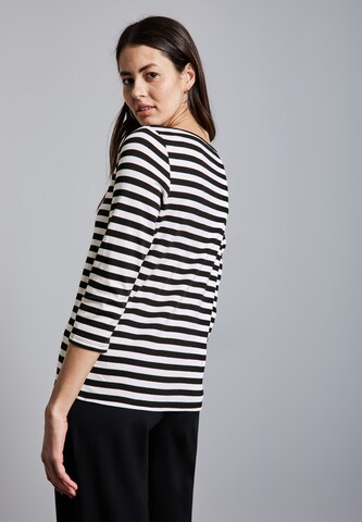 STREET ONE Gestreiftes Shirt in Schwarz