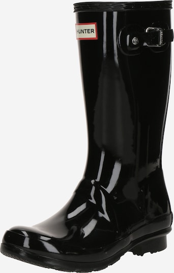 Guminiai batai iš HUNTER, spalva – nebalintos drobės spalva / raudona / juoda, Prekių apžvalga