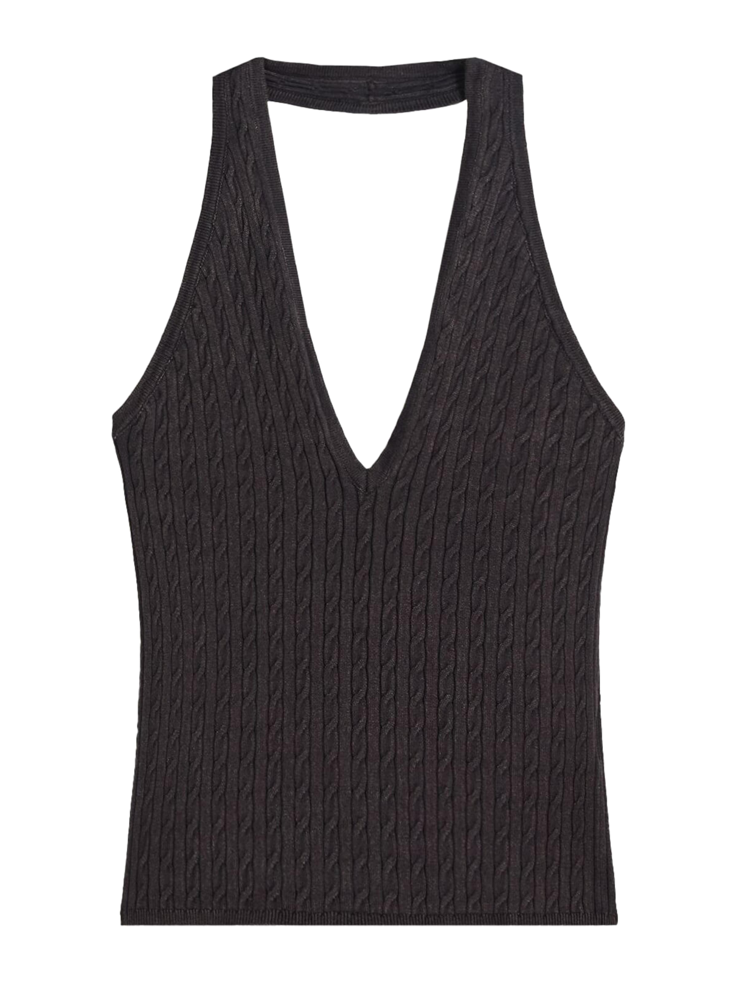 BershkaTop s naramenicama - crna boja: prednji dio