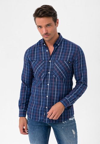Felix Hardy Regular fit Button Up Shirt in Blue: front